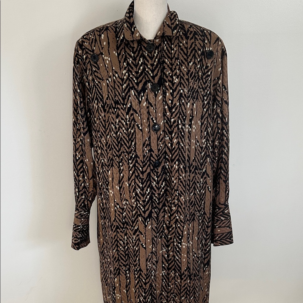 Vintage Adele Simpson Elegant Brown Patterned Dre… - image 3